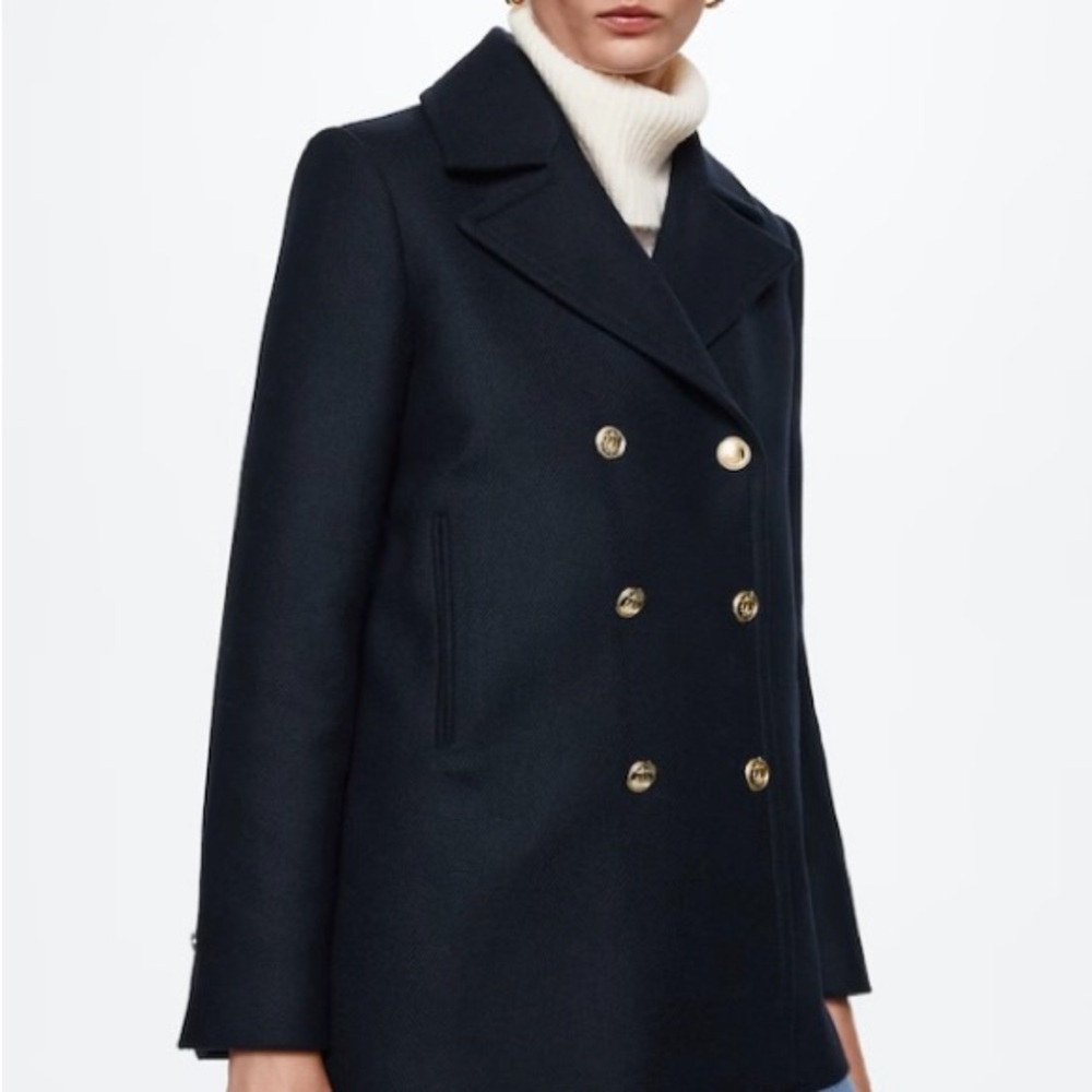 Coat with gold buttons